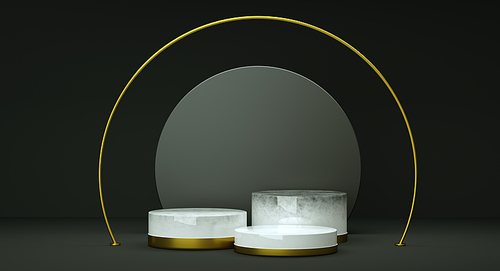 Mock up geometric shape podium for product design, 3d rendering, dark and elegant