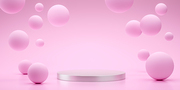 floating spheres 3d rendering empty space for product design show pink