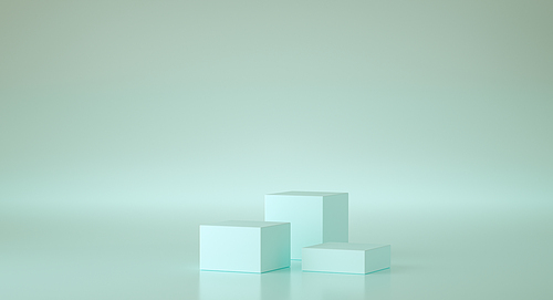 Mockup geometric shape podium for product design with blue background, 3d rendering.