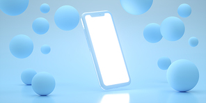 Realistic smartphone mockup set, 3d render. Mobile phone blank, white screen design