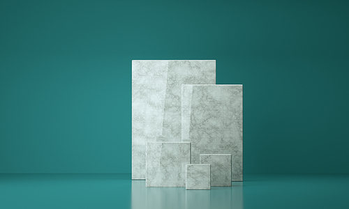 3D render luxury marble square, studio background for product display with copy space