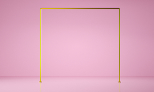Gold frame product display. luxury concept. Abstract geometric background, 3D rendering