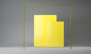 Color of the 2021 year. Abstract yellow and grey empty geometric 3d render