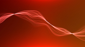 Red abstract wave. Magic line design. Flow curve motion element. Neon gradient wavy illiustration.