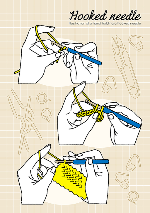 뜨개질 손동작 일러스트