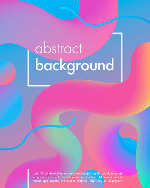 Trendy neon poster with flowing liquid shapes and geometric elements.Dynamic 3D fluid shapes.Bright abstract layout perfect for prints,flyers,banners,covers,parties,social media and more.