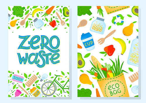 Zero waste brochure templates.Waste management concept.Layout design perfect for prints,banners,web,eco posters,flyer mockups,typography design and more.Think green, go to zero waste.