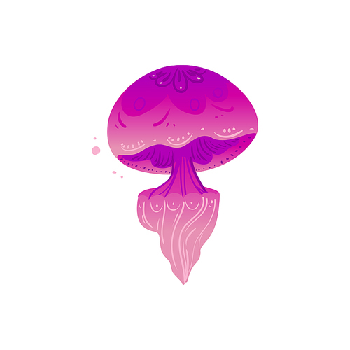 Sea pink jellyfish in ocean water, wild underwater animal with tentacles. Isolated flat vector illustration of a purple jellyfish.