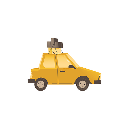 Small family car used in the house relocation and transportation flat vector illustration isolated on white background. Vehicle for housewarming and moving.