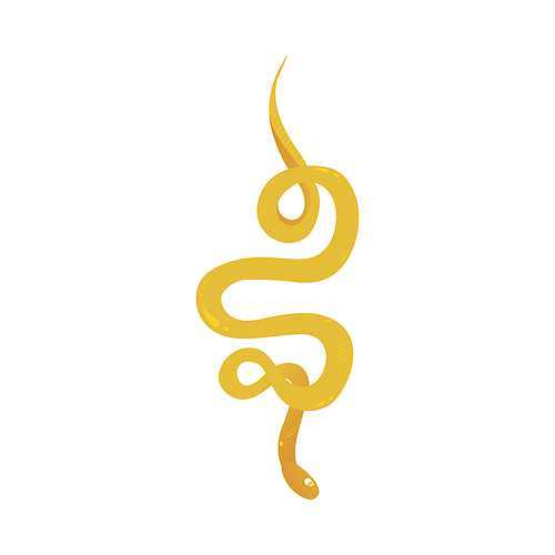 Yellow twisted snake silhouette the wildlife reptile element for decoration, logo and prints. Animal icon or symbol flat vector illustration isolated on white background.