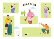 사각 프레인속에 골프를 즐기는 캐릭터 구성