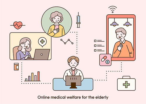 노인들을 위한 온라인 병원 상담.