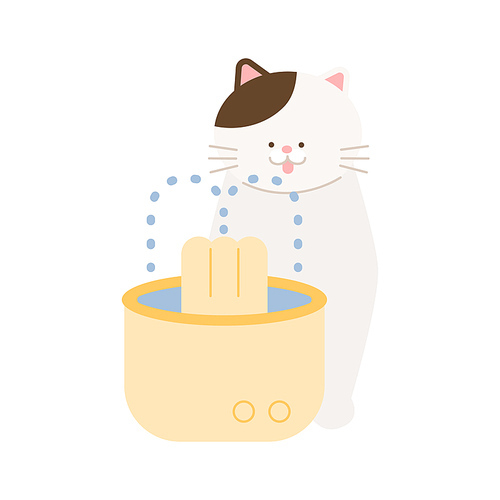 급수기로 물을 마시는 고양이
