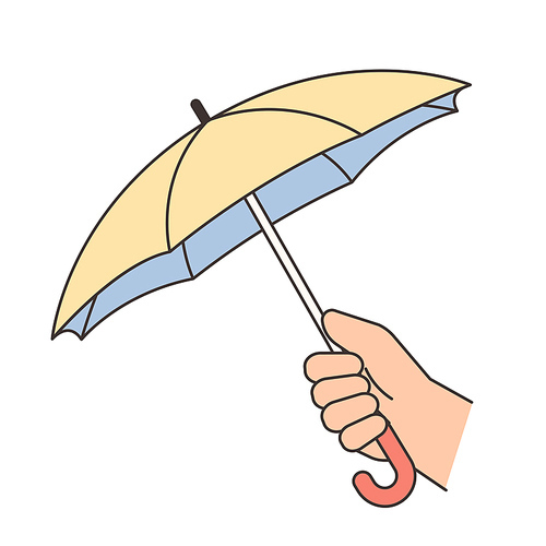 펼쳐진 우산을 든 손
