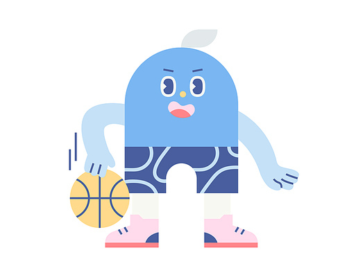 한 도형이 농구를 하고 있다.