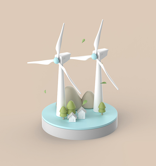풍력발전기를 표현한 3d  이미지