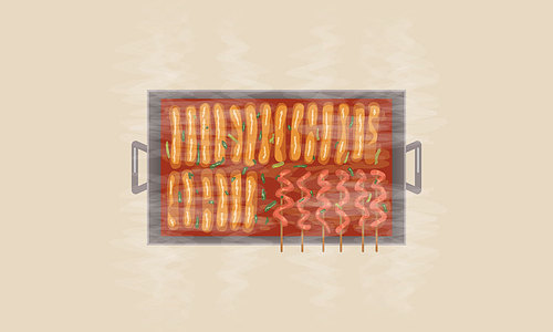 가래떡 떡볶이 음식 벡터 일러스트