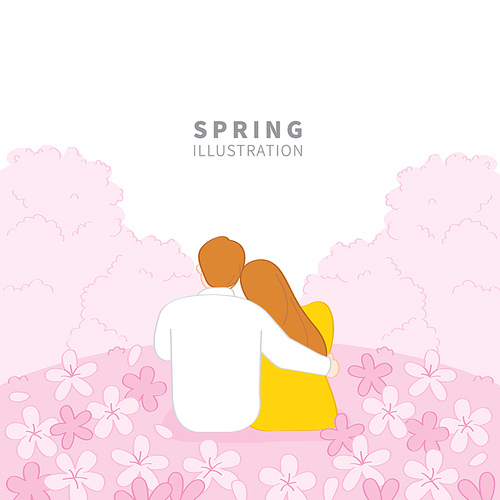 봄에 벚꽃데이트 하는 커플