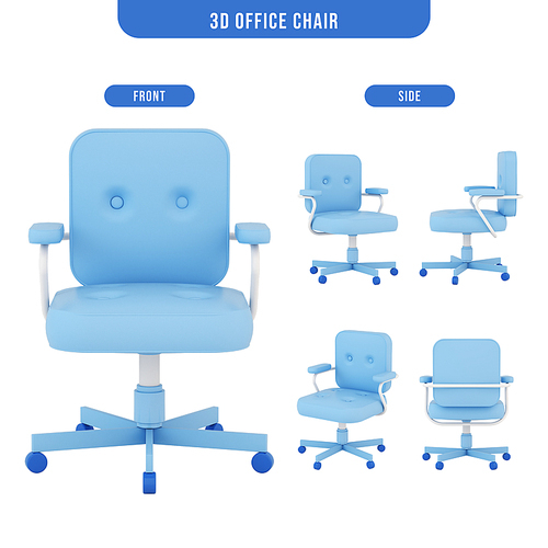 다각도의 3D 파란색 의자