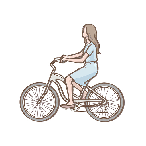 치마를 입고 자전거를 타는 여성