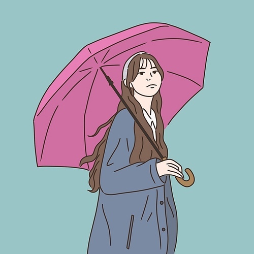 우산 든 소녀