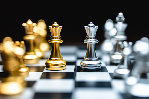 King chess to challenge battle fighting on chess board teamwork of leadership and business success strategy or human personal organization risk management, strategic decision and move concept