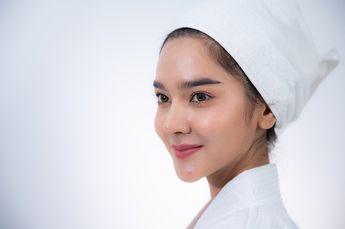 young woman patient with a therapy treatment of cosmetic face skin, surgery medicine concept