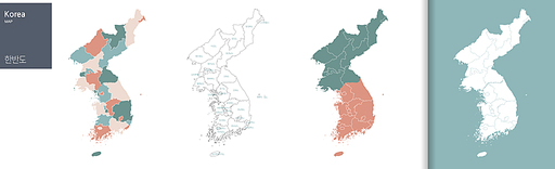 대한민국 한반도 일러스트 지도