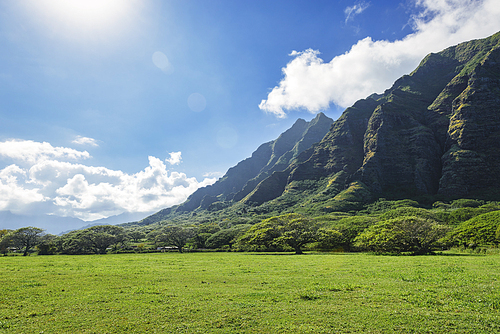 하와이 오아후섬의 쿠알로아렌치 풍경