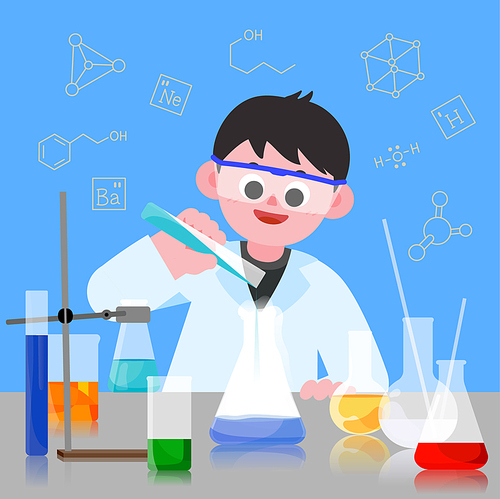 과학 실헙 하는 어린이