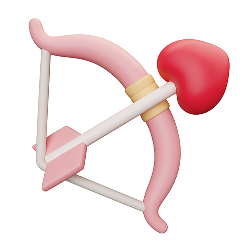 하트모양 화살과 활 3D 그래픽