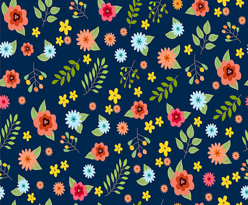 사랑스러운 꽃과 잎 패턴
