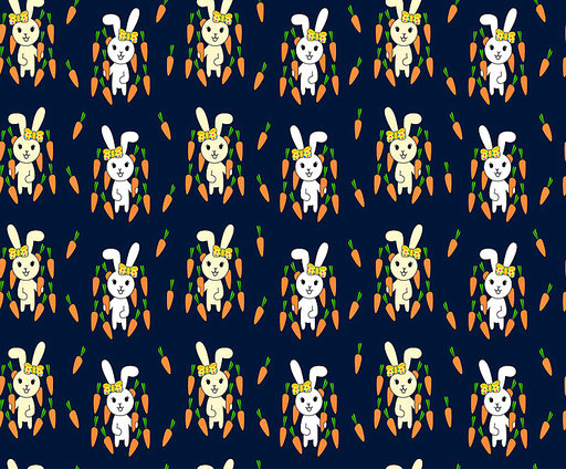 귀여운 토끼와 당근 패턴