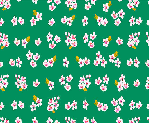 녹색바탕의 벚꽃 패턴