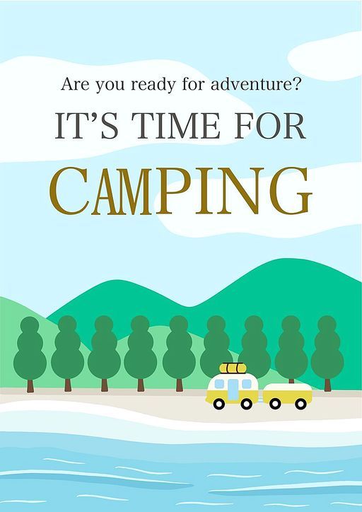 캠핑의 계절 봄 여름 가을을 위한 산 바다 자연 로드 캠핑카 여행 포스터 템플릿