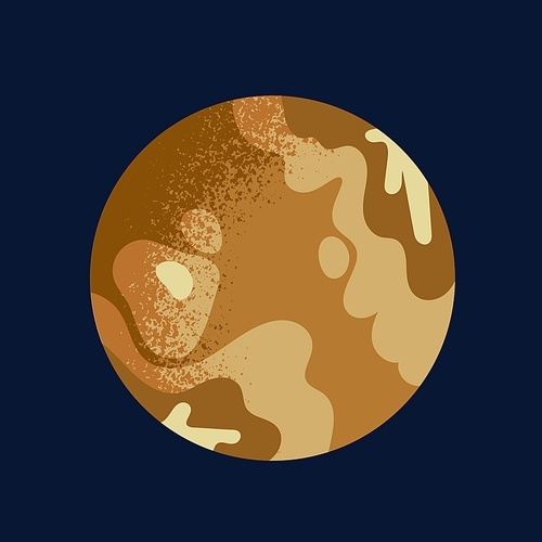 Mercury, planet ball, sphere in space. Cosmic body, celestial globe. Abstract simplified planetary object in outer cosmos. Isolated flat vector illustration.