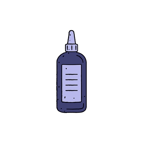 Ink paint in bottle icon. Tattoo dye in packaging with cap. Professional tattooists liquid in plastic pack. Hand-drawn vector illustration isolated on white background.