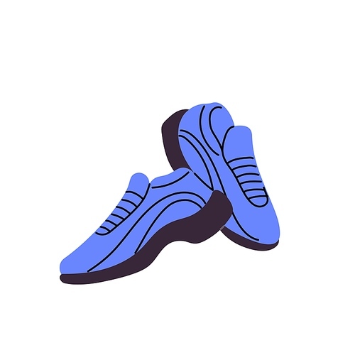 Walking sneakers, running shoes, jogging footgears. Stylish trainers for football, soccer. Unisex sports footwear pair. Fashion training boots. Flat isolated vector illustration on white background.