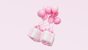 핑크 풍선과 선물 상자 Pink Balloons Gift Box