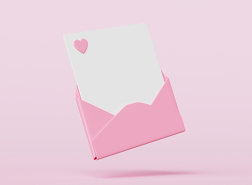 핑크 하트 편지 목업 Pink Heart Mail Mock up