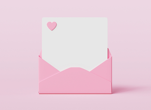 핑크 하트 편지 목업 Pink Heart Mail Mock up