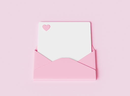 핑크 하트 편지 목업 Pink Heart Mail Mock up