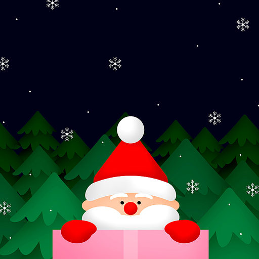 겨울 밤 숲 속 선물 든 산타