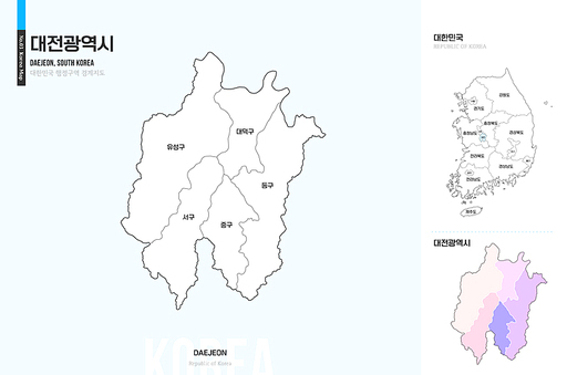 대전광역시, 대한민국 지도