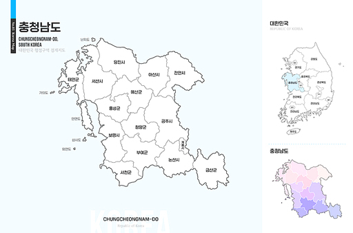 충청남도, 대한민국 지도