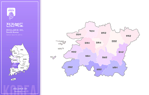 대한민국 전라북도 지도