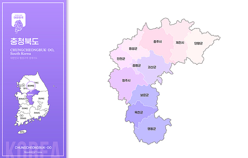 대한민국 충청북도 지도
